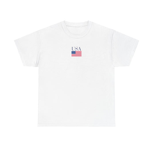 USA Flag Chest Tee — Minimal American Pride T-Shirt