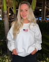Embroidered American Flag Crewneck
