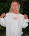 Embroidered American Flag Crewneck