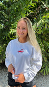 USA Flag Pickup Truck Embroidered Crewneck Sweatshirt, Unisex
