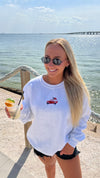 USA Flag Pickup Truck Embroidered Crewneck Sweatshirt, Unisex