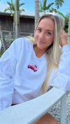 USA Flag Pickup Truck Embroidered Crewneck Sweatshirt, Unisex