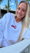 USA Flag Pickup Truck Embroidered Crewneck Sweatshirt, Unisex