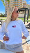 Embroidered American Flag Crewneck Sweatshirt, Unisex