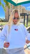 Embroidered American Flag Crewneck Sweatshirt, Unisex