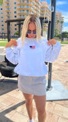 Embroidered American Flag Crewneck Sweatshirt, Unisex
