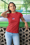 USA Flag Chest Tee — Minimal American Pride T-Shirt
