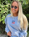 Embroidered American Flag+USA Crewneck