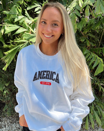 America Est. 1776 Embroidered Crewneck Sweatshirt, Unisex