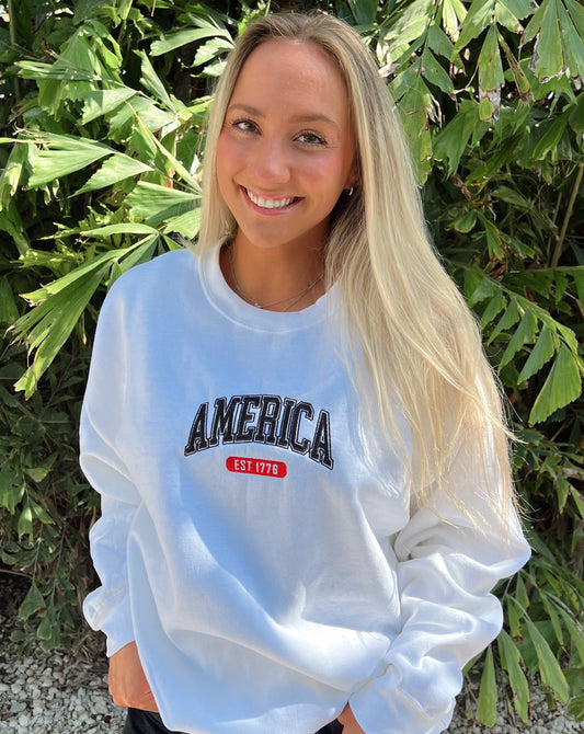 America Est. 1776 Embroidered Crewneck Sweatshirt, Unisex