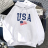 USA Fluttering National Flag Design Hoodie Women Creative Loose Hoody Crewneck Casual Streetwear Comfortable Female Sweatshirts