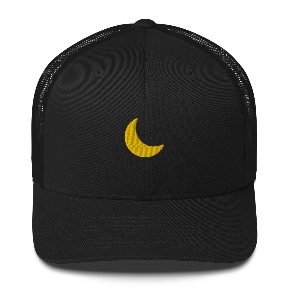 Embroidered Crescent Moon Trucker Cap