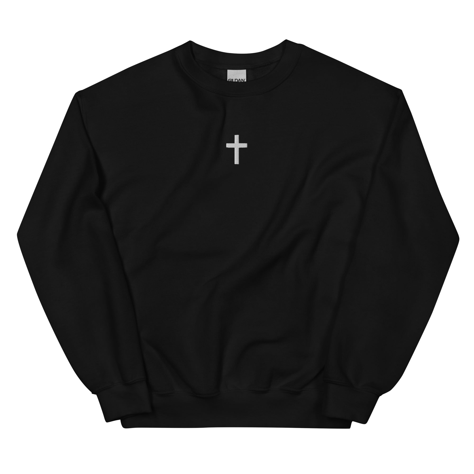 Embroidered Unisex White Cross Crewneck