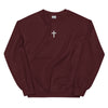 Embroidered Unisex White Cross Crewneck
