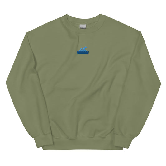 Embroidered Wave Crewneck