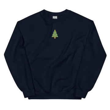 Embroidered Unisex Christmas Tree with Lights Crewneck