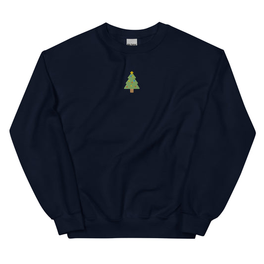 Embroidered Unisex Christmas Tree with Lights Crewneck