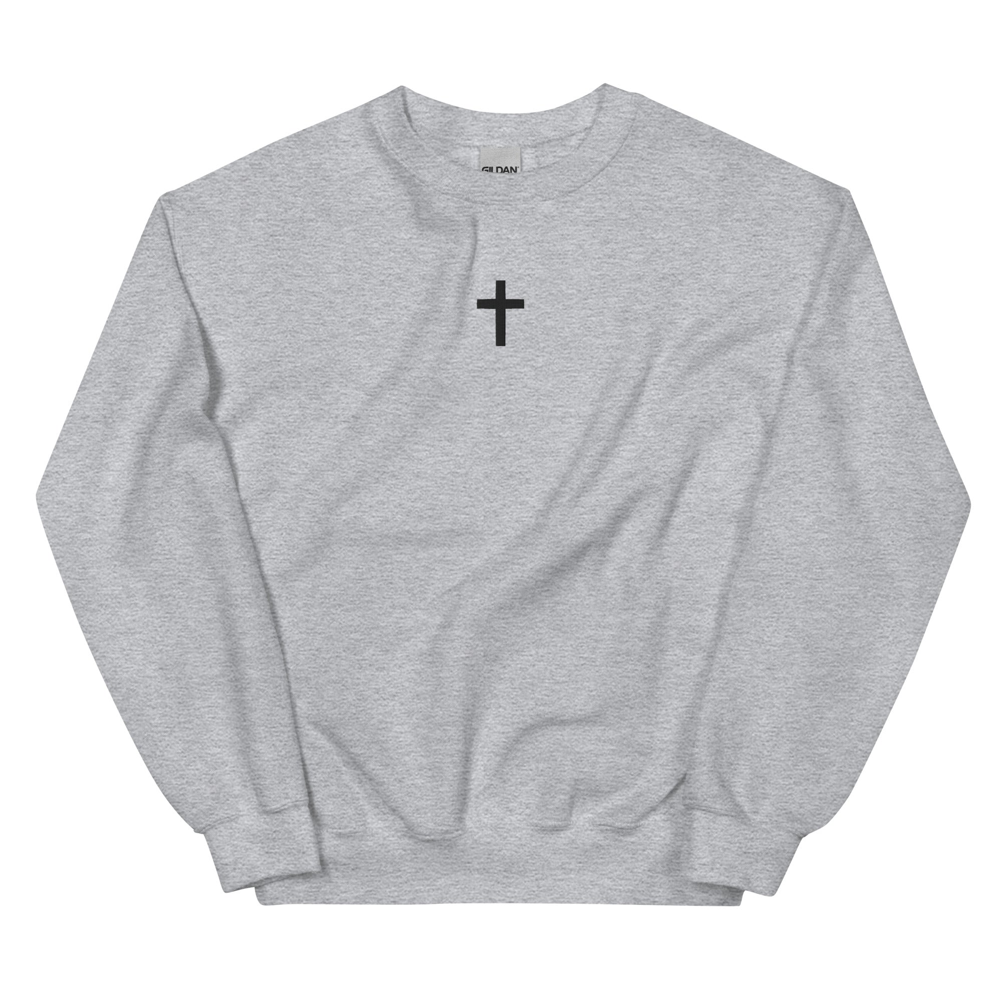 Embroidered Unisex Black Cross Crewneck