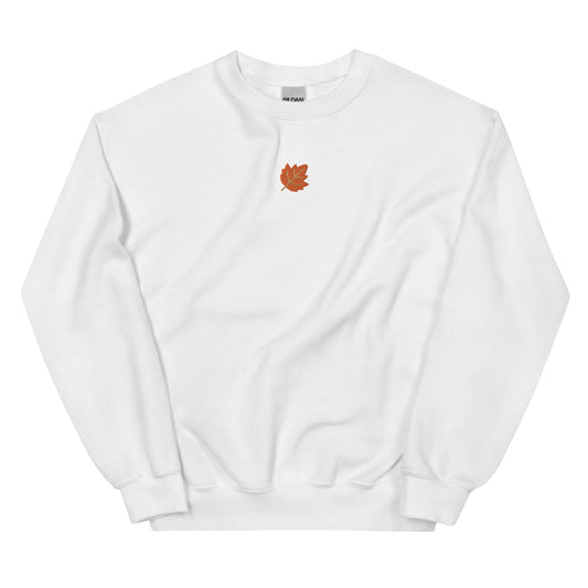 Embroidered Unisex Fall Leaf Sweatshirt