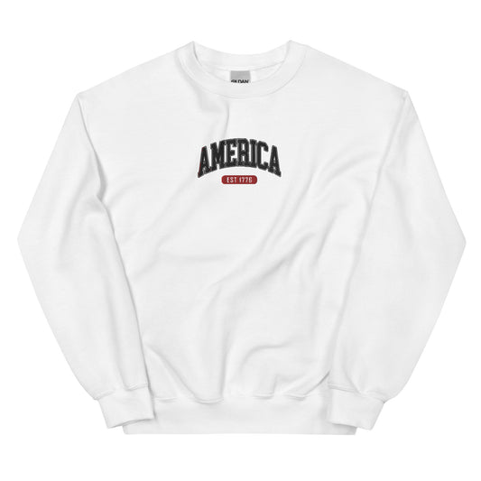 Embroidered Unisex America Est Crewneck