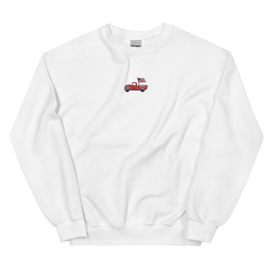 Embroidered Unisex USA Flag Pickup Truck Crewneck